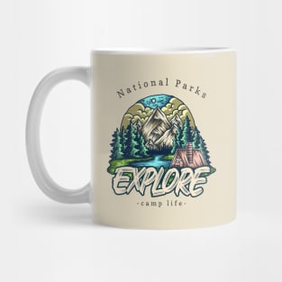 national parks, explore camp life Mug